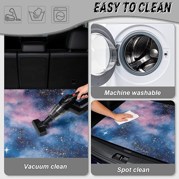 Howilath Pink Blue Starry Sky Trunk Liners for Cars Non-Slip Rear Trunk Cover Universal Interior Accessories Fits Most Sedan & SUV