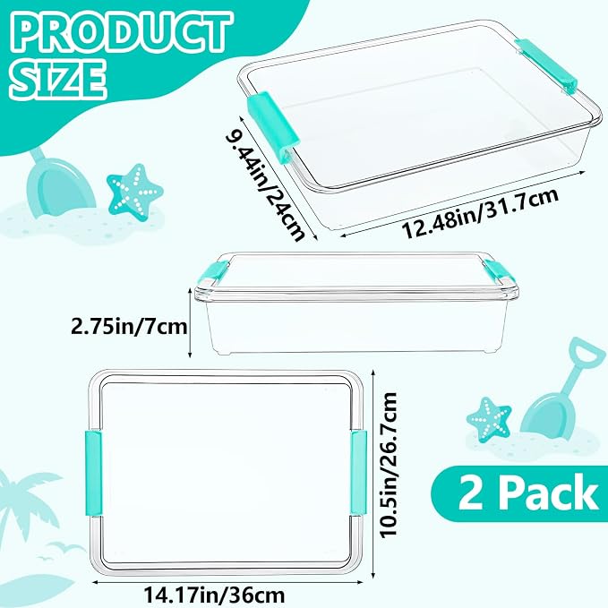 Jeffbaubl 2 Pack 6 Qt Plastic Storage Bins with Lids, Clear, Stackable | Art Supply Storage Organizer, Arts Crafts Organizing Containers, Plastic Bins Art Containers for Home Office Supplies