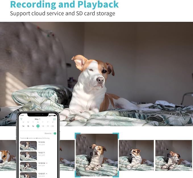 Armorcope Pet Camera, 2K HD Dog Camera with Phone APP, 360° Pan/Tilt View Puppy Cam, One Click Call for Baby Monitor, MagivPix Night Vision,Motion Tracking Alarm with Cloud/Local SD -2 Pack