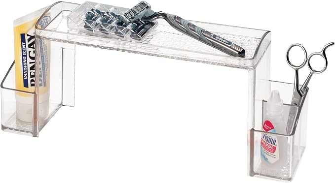 iDesign - 43130 Med+ Plastic High Rise Bathroom Medicine Cabinet Organizer, for Vanity, Prescriptions, Toothbrushes, Toothpaste, Accessories, Cosmetics, Toiletries, 12" x 3" x 5.25", Clear