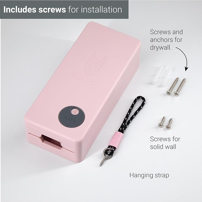 SVD.PET Dog Poop Bag Dispenser, Wall Mount Pet Waste Bag Dispenser Station | Weatherproof Outdoor or Indoor Bag Holder, Easy to Refill Magnetic Cover (Pink, Dispenser only)