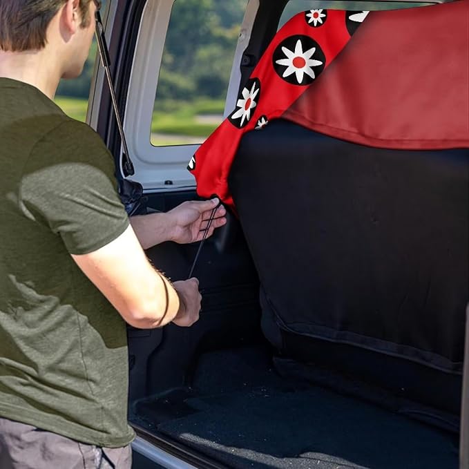 Renewold Auto Seat Towel Cover Vehicles Rear Bench Towel with Storage Bag Car Back Seat Pet Cover for Dogs Cats Blanket for Yoga Picnic Gym Ladybug Funny Car Travel Accessories Decor Large