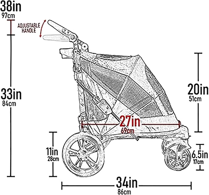 Pet Gear No-Zip Excursion Pet Stroller, Dark Platinum | Dual Entry, Push Button Zipperless Entry, For Single or Multiple Dogs/Cats, Gel-Filled Tires