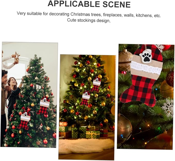 Wakauto Christmas Pet Gift Pouch Black Red Plaid Holiday Candy Bag for Party Decoration and Treats Storage