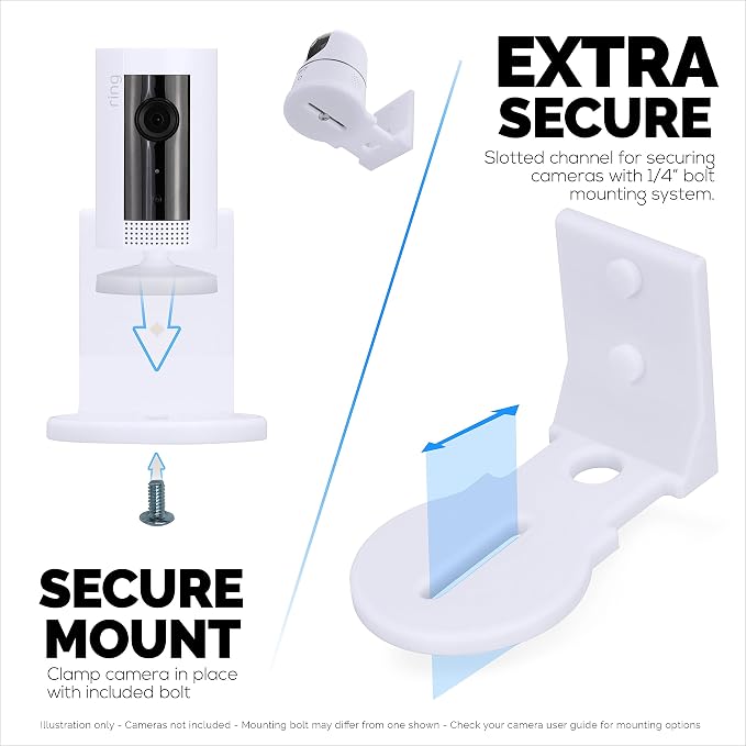 Adhesive Baby Monitor & Security Camera Wall Mount Holder Shelf for Eufy Wyze Nanit Infant Optics Wansview Blink TP Link Kasa Ring & More, Easy to Install Bracket, Reduce Blind Spots & Clutter (W03)