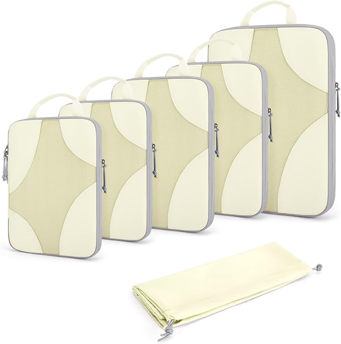 Bagsmart Compression Packing Cubes, Travel Bag Cruise Ship Essentials | Lightweight, Compressible Suitcase Organizer Set fit Standard Carry-On & Checked Luggage, 6 Set, 14 Set Washable Packing Bags