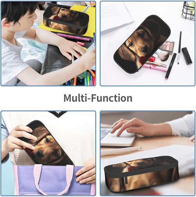 Cute Pet Dog Pencil Case Large Capacity Pencil Pouch With Zipper Portable Pen Bag Organizer Waterproof Cosmetic Makeup Bag For Women Men