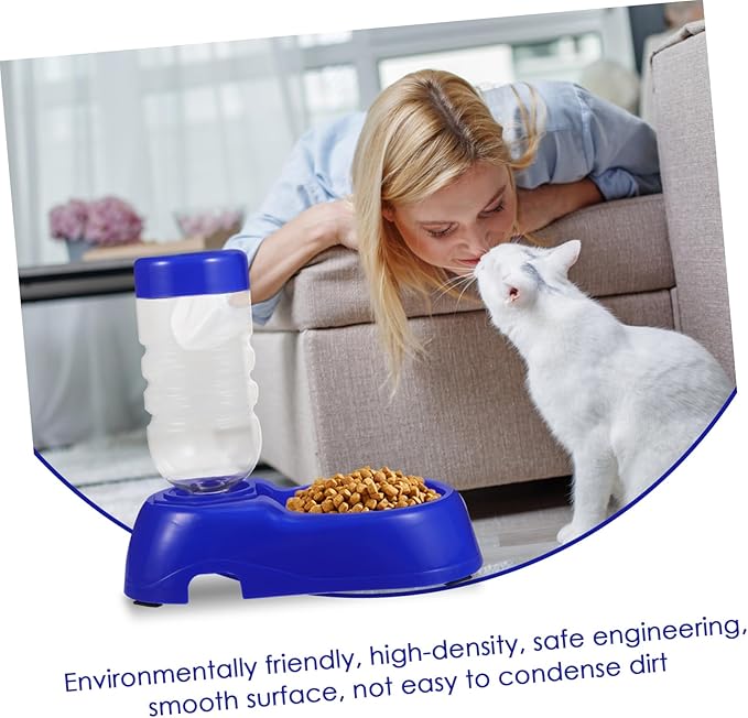 balacoo Dog Waterer Pet Food Feeder and Water Water Dispenser Bowl Gravity Water Bowl for Dogs Cats (Blue)