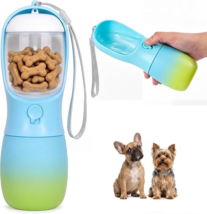 Dog Water Bottle Puppy Essentials, Portable Filtered Dispenser with Travel Dog Food Storage Container, Pet Supplies Gifts Stocking Stuffer Treat Pouches for Pet Training Outdoor Walking Hiking Camping