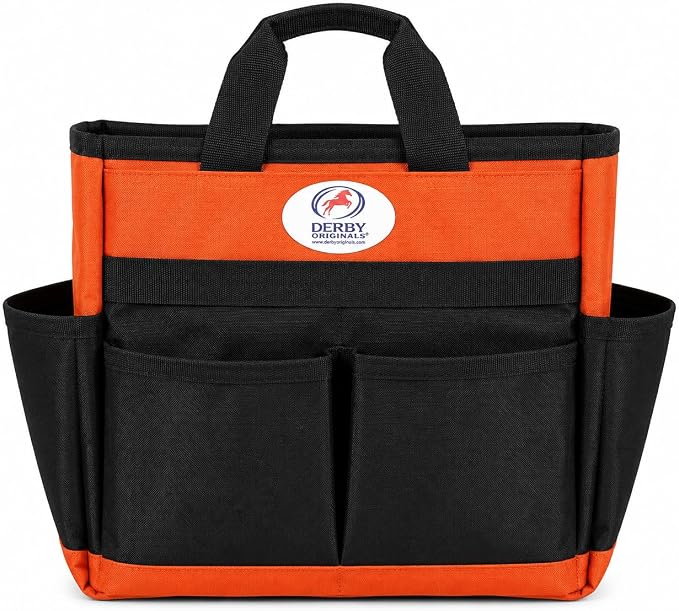 Derby Originals Nylon Horse & Dog Grooming Tote Bag with 6 Storage Pockets, Durable 600D Nylon Organizer, Dual Carry Handles for Barn, Trailer & Show Supplies