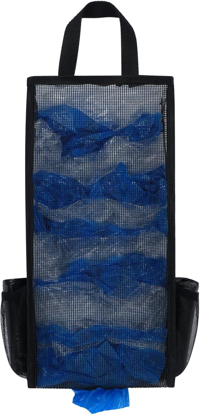 Plastic Bag Holder, Large Capacity Grocery Bag Holder, Breathable Mesh Plastic Bag Holders for Grocery Bags Storage, Lightweight Trash Bag Holder Dispenser Organizer, Black