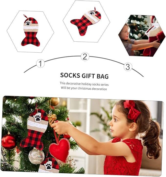 FOMIYES 1pc Christmas Pouch Bag for Pets Stylish Santa Sock Decoration for Family Party Use Holiday Storage for Stocking Fillers Cute Xmas Decor