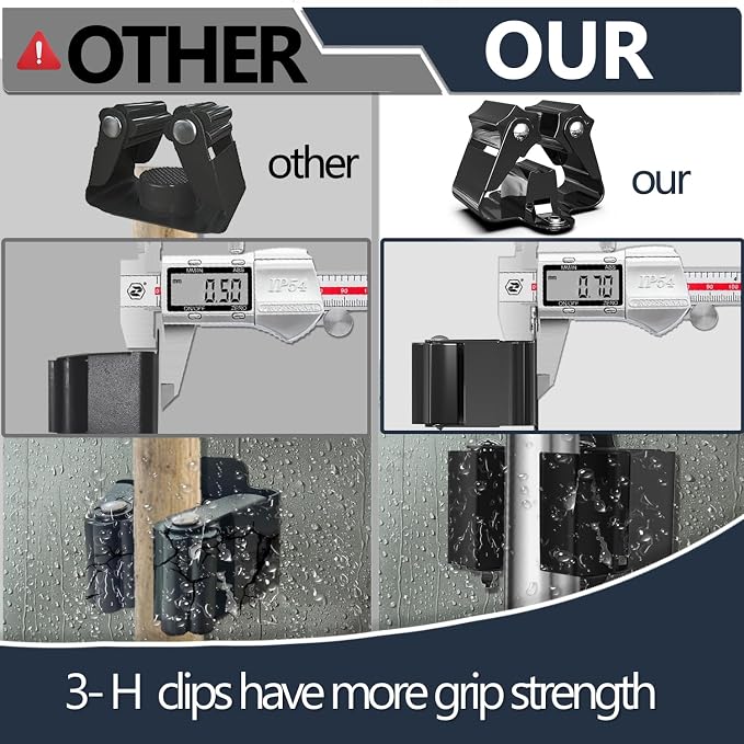 3-H Broom Holder Wall Mount 50 Pack, Heavy Duty Stainless Steel Mop and Broom Organizer Clips, Strong Grip Wall Mount Holders for Garage, Garden, Laundry Room & Utility Closet, Black