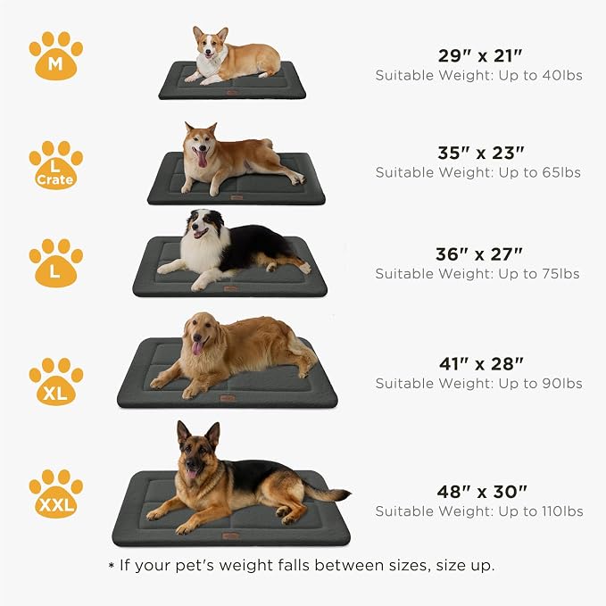 Joydeco Low Profile Dog Crate Mat Reversible Bed Pad, Washable Dog Pad Mat with Ultra Soft Fleece, Compact Design Kennel Beds Mats for Large Medium Small Pets, 36" x 27" Dark Gray