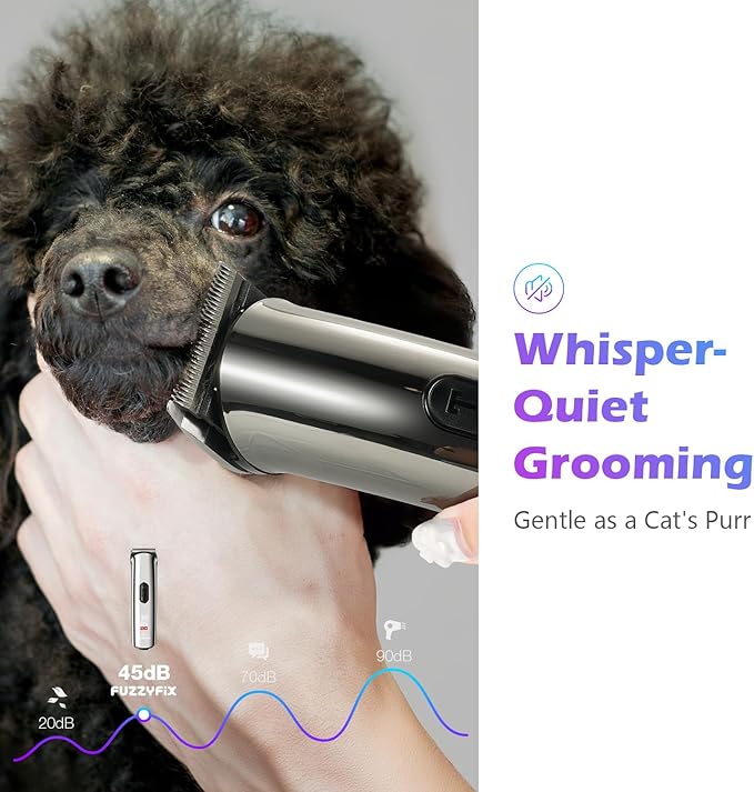 Professional Dog Grooming Clippers with Charging Dock, 5-in-1 Adjustable Blade Cordless Pet Grooming Kit 5 Speed Rechargeable Trimmer Hair Shaver with Detachable Metal Guide Combs for Animal