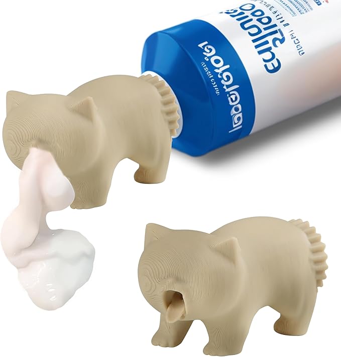 Gag Gifts - 1 PC White Elephant Gifts, Toothpaste Dispenser, Toothpaste Squeezer, Pranks 3D Printed Self Closing Toothpaste Caps Bathroom Accessories for Bathroom Toothbrush Holders for Cat Lovers