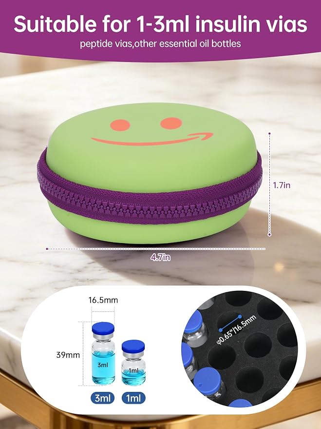 19-Slot Peptide Case for Fridge ＆Travel, Peptide Storage Case for 3ML Vials | Vial Holder Storage for Insulin Vials, Peptide Vials, Ampoules, Sample Vial ect. Fits Diabetics, Traveler, Lab ＆ DIY