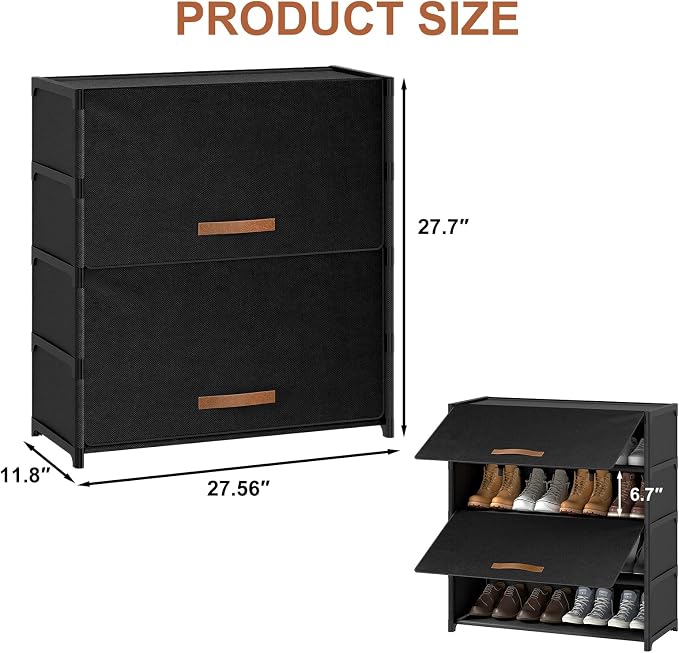 5 Tier Shoe Cabinet with Door, 20-Pair Storage, Black | Ideal for Daily Family Use, Door Keeps Shoes Dust-Free, Stops Pets from Chewing, Simple Tool-Free Install