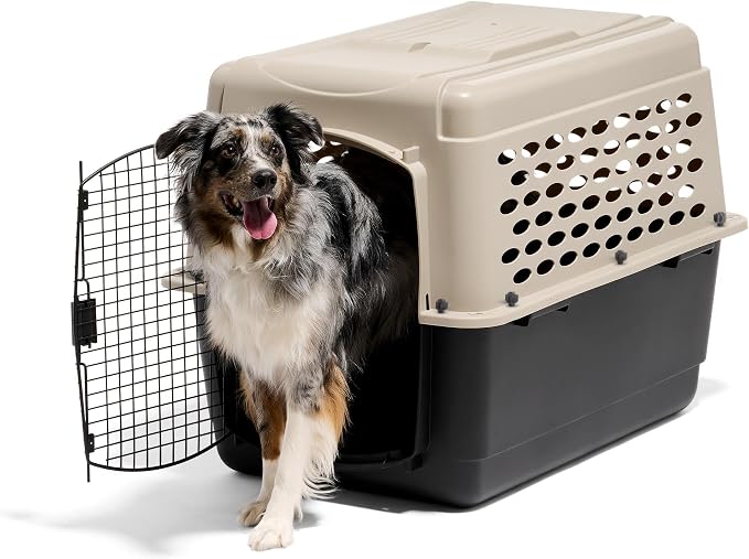 Petmate Vari Dog Kennel, Carrier for Large Dogs, 36in, Taupe and Black | Airline Friendly and Made of Durable Plastic, This Pet Crate Works Great for Home and Travel