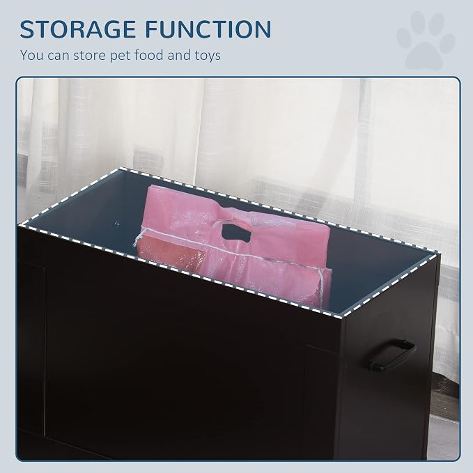 PawHut Raised Pet Feeding Storage Station for Large Dogs, Coffee | with2 Stainless Steel Bowls Base for Other Large Pets