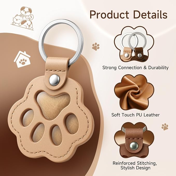 Personalized Pet Memorial Gifts for Dogs - Custom Name Paw-Shaped Leather Keychain, Refillable Keepsake for Bag or Key