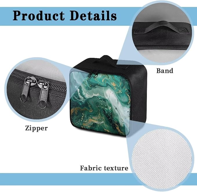 Empty First Aid Bag Green Marble Print Hummingbird Floral First Responder Case for Emergency Teams and Family Use Includes Modular Inserts Wear Resistant Zippers Breathable Back Panel
