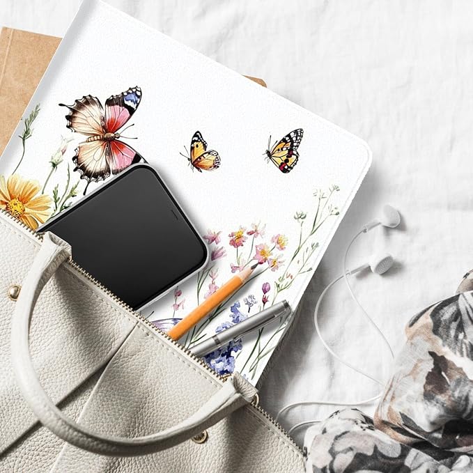 for Microsoft Surface Pro 11/10/9-13" 2024/2022 Tablet Case,Auto Wake/Sleep,Adjustable Stand Protective Cover - Watercolor Butterfly Flower