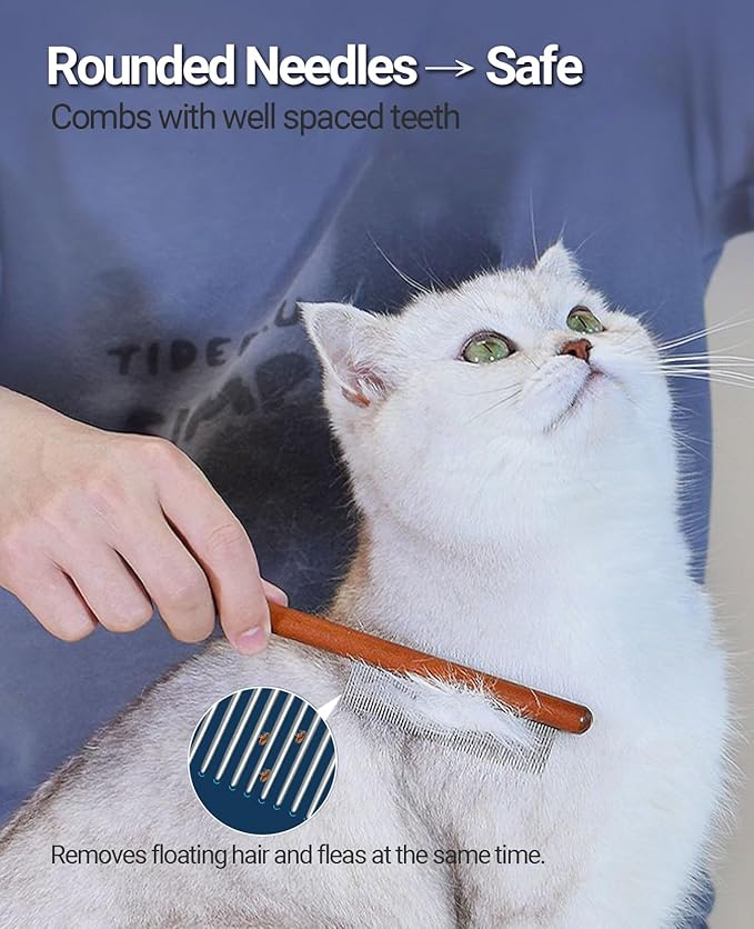 Dematting Comb for Dogs and Cats, Mat Remover and Deshedding Grooming Tool, Safe Detangler for Matted Fur, Double Sided Undercoat Rake for dogs