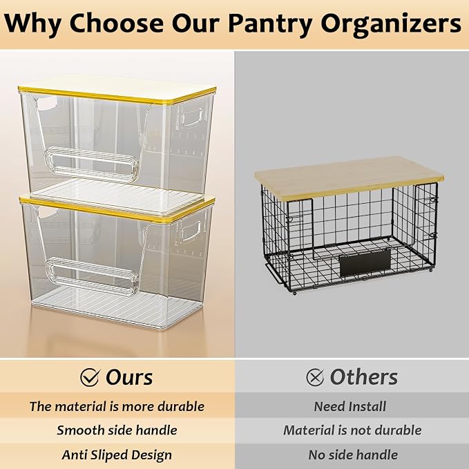 Delamu 2 Set Pantry Organizers and Storage,Trash Bag Dispenser with Bamboo Top,Stackable Trash Bag Dispenser Under Sink Organizer for 4-30 GalBags,Onion,Potato,Fruits,Gray(11.22" L*7" W*7.12" H)