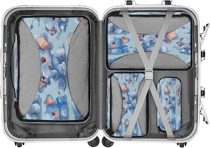 Packing Cubes for Travel, Elephant Travel Luggage Packing Organizers for Women Men, Large Custom Toiletries Bag for Cosmetics Toiletries, Wild Elephant