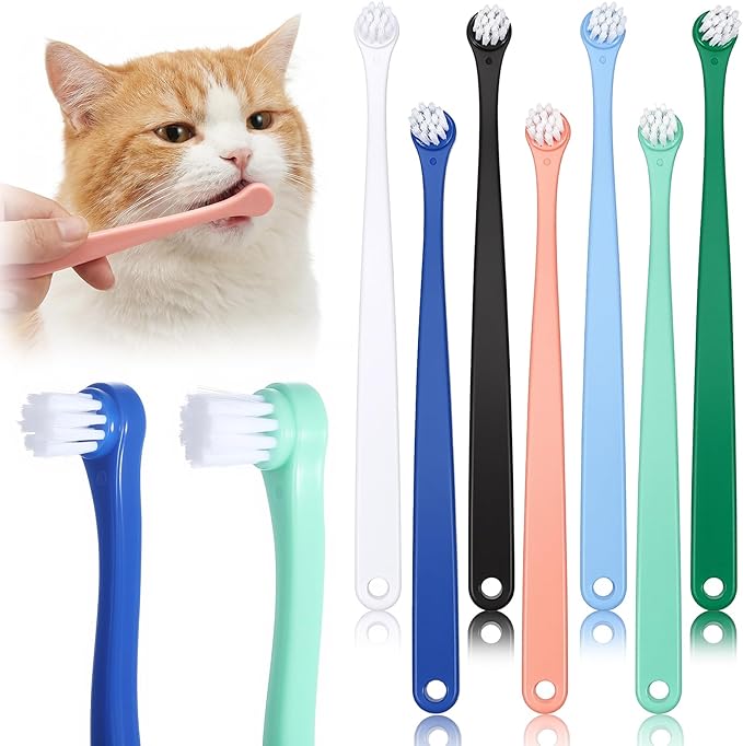 7 Pack Small Cat Tooth Brush, Pet Toothbrush Mini Head Soft Bristles Dogs Cats Toothbrush Deep Clean Kit for Sensitive Puppy, Kitten, Cat Dental Care, Portable Travel Friendly and Easy to Use