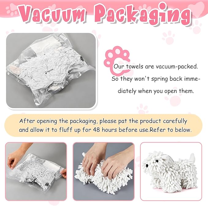Tegeme 1 Pcs Chenille Dog Hand Towel Fuzzy Dog Towel Absorbent Microfiber Soft for Bathroom Kitchen Washstand (White)