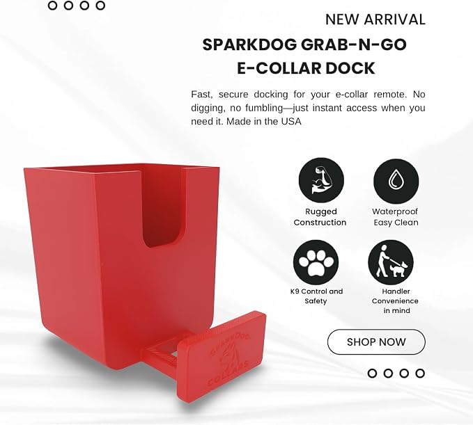 SparkDog GrabNGo E-Collar Dock, Fits Large RuffLand (Red, Standard) | Crate-Mounted Holder for E-Collar Remote & Strap, Durable K9 Accessory for Dogs, Made in USA