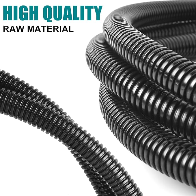 1/2 Inch Wire Loom Split Tubing - 30 ft Cord Protector Electric Wires Covers, Automotive Wire Flexible Conduit, Plastic Wire Cover with Cable Zip Tie (1/2"-30ft)