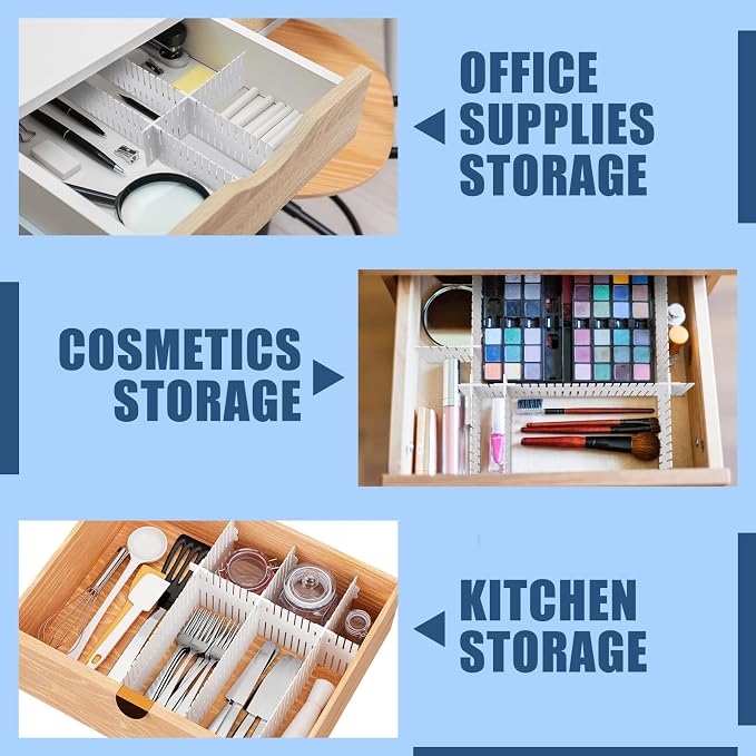 15 Pcs 5.12 Tall Drawer Divider Adjustable Drawer Organizer,White | DIY Deep Storage Organizer Separator with Fixed Buckle for Underwear Socks Dormitory Office Kitchen Bedroom