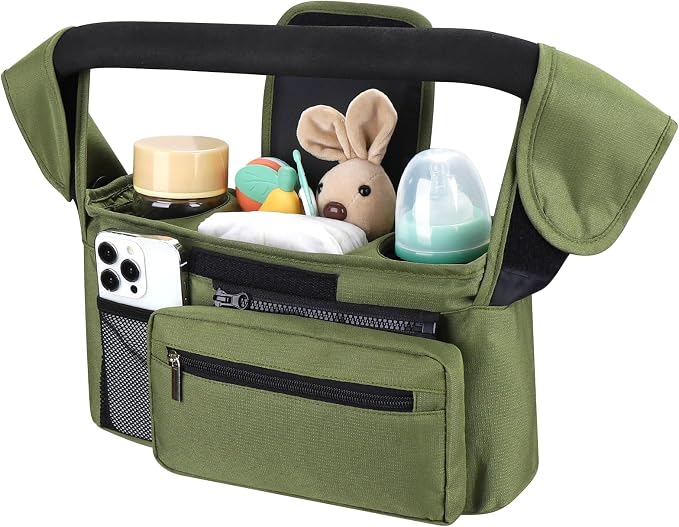 Accmor Universal Stroller Organizer with Insulated Cup Holder Detachable Phone Bag and Shoulder Strap,Stroller Bag Caddy Organizer for Uppababy, Baby Jogger, Britax Strollers