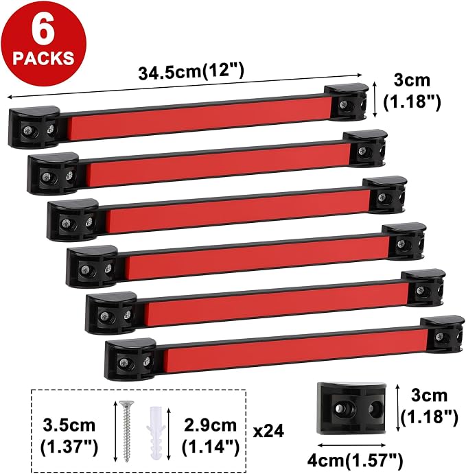 Mayouko 12" Magnetic Tool Holder Strip, 6 Packs, Metal Magnet Tool Organizer Bars for Garage, Workshop, Magnetic Strip for Tools
