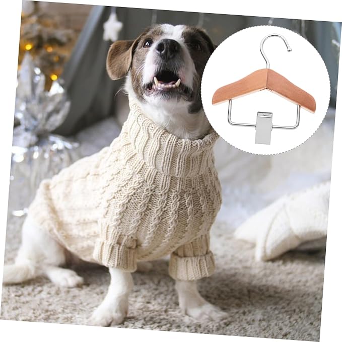 Wooden Pet Clothes Hanger Rack Multi-Purpose Dog Cat Clothing Clip Hanger Lightweight Design for Hanging Pet Apparel for Closet Indoor Drying