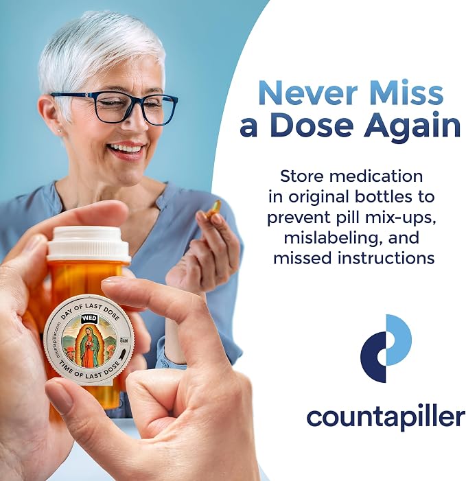 Track, Remind, & Organize Pills. Medication Compliance. Optimize Your Dosage & Stay On Top of Prescriptions AM/PM - Daily & Hourly (Virgen de Guadalupe) Pill Medication Organizer Tracker