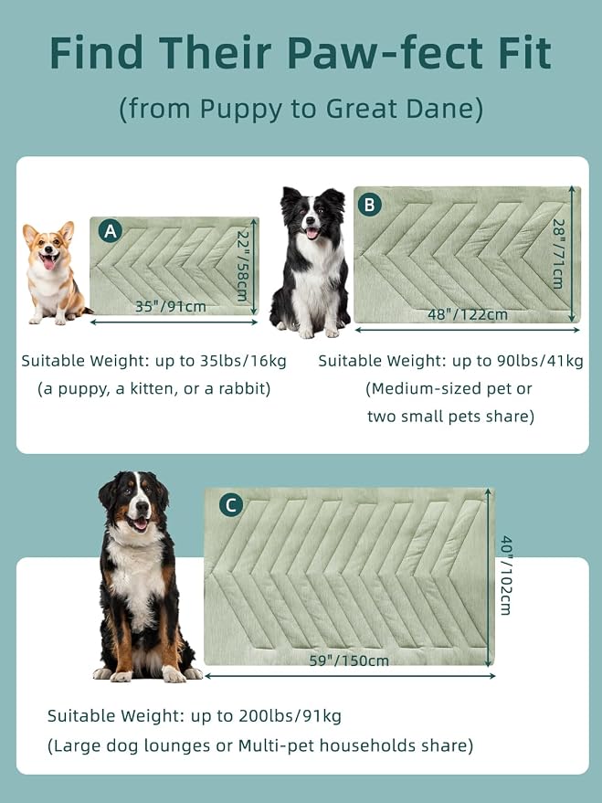 Cooling Mat for Dogs, 150x102cm No Gel Dog Cooling Mat, Cool Fabric Top & Velvet Back Giant Dog Blanket, Washable, Pet Cooling Mat for Dog & Cats, Summer Relief for Indoor Outdoor Crate Kennel