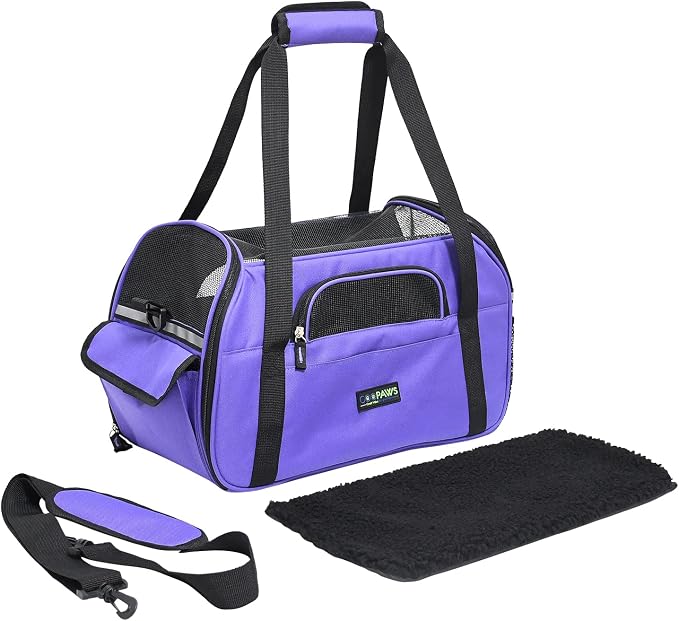 Jespet Airline Approved Soft-Sided Kennel Pet Carrier Travel Handbag | Lightweight, Foldable, Portable, Built-In Safety Leash, Luggage Sleeve, for Cats & Small Dogs, for Indoor & Outdoor