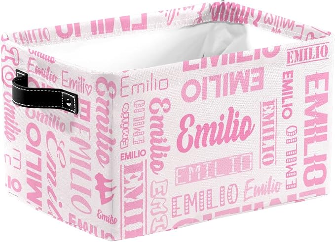 Personalized Toy Box Storage Bins for Boys Girls with Name, Kids Custom Storage Basket Cubes Organizer with Handles, Shelf Closet Storage Baskets Bin Customized Gift, 1 Pack