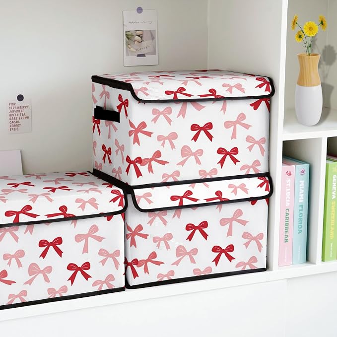 Stackable Storage Bins with Lids,Closet Organizers Fabric Box for Home and Office,Blanket Clothes Organizers,Under Bed Storage Containers 3 Pack