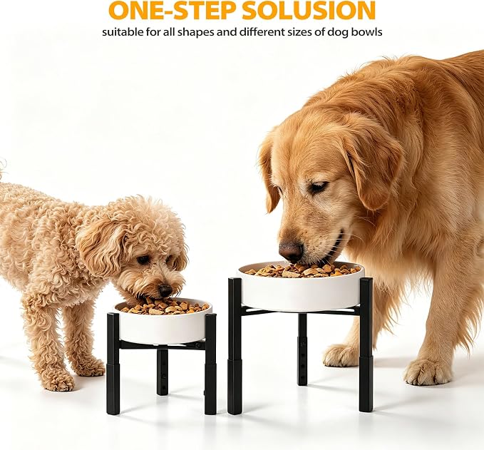 Adjustable Raised Dog Bowl Stand, Metal Elevated Feeding Station for Dogs, Without Bowls