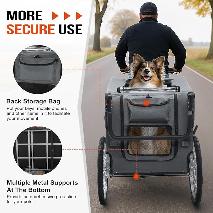 Ktaxon 2-in-1 Pet Bike Trailer, Heavy Duty 132lbs Load Capacity Foldable