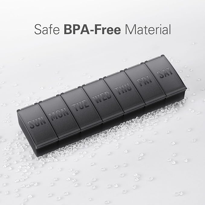 Barhon Pill Organizer Large, Weekly Medicine Pill Organizers, 7 Day Pills Box Case Travel for Big Vitamin Supplements Fish Oil, Light Purple