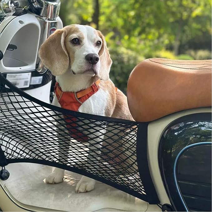 Pet Basket for Bike, Multi Size Elastic Nylon Mesh | Stretchy Woven Nylon, Firm Screw Mount, Anti Escape Pet Protection Barrier(90x40cm/35.4x15.7in)
