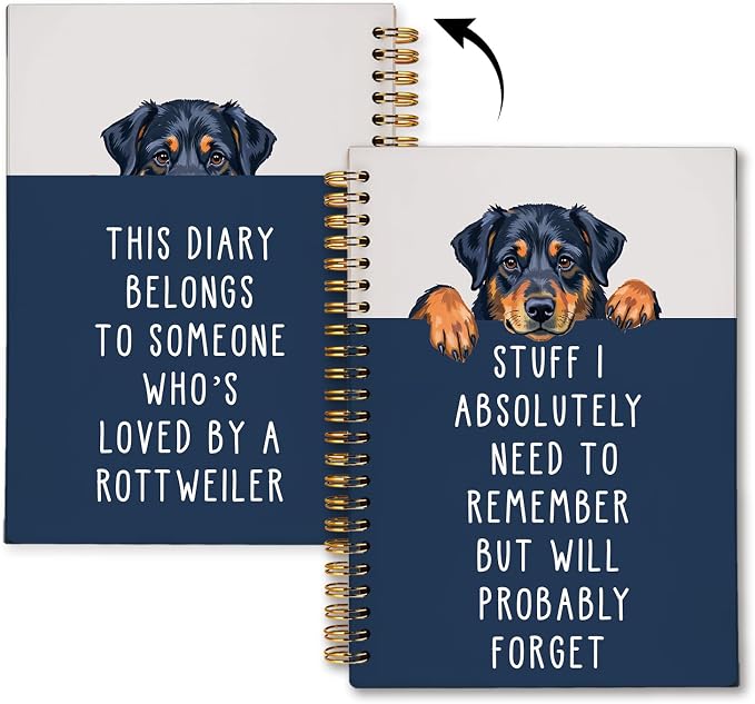 LIANGW Funny Rottweiler Gifts Spiral Notebook Journal, Pet Dog Mom Lovers Owner Gifts Journal for Writing, Forgetful Rottweiler Gift for Women, Dog School Office Stuff Supplies, 5.5x8.3 Inch