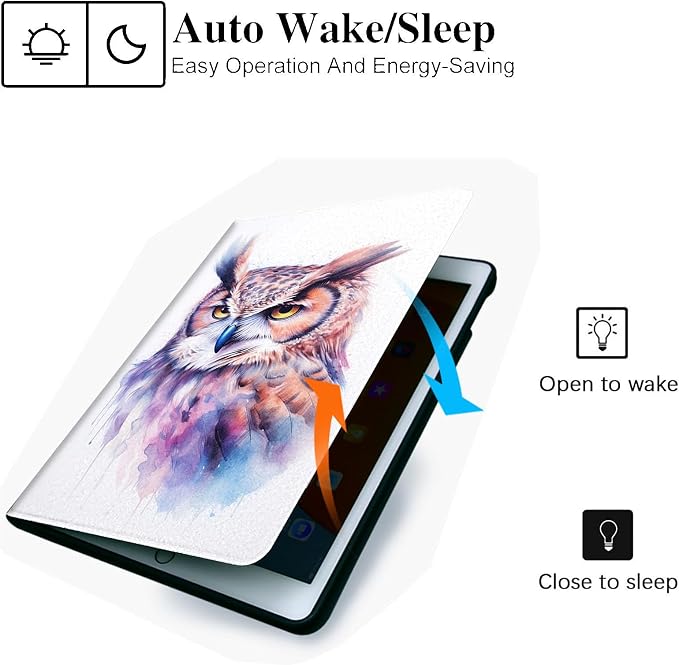 for Microsoft Surface Pro 7 Plus,Surface Pro 7/6/5/4 12.3" Tablet Case,Auto Wake/Sleep,Adjustable Stand Protective Cover - Owl