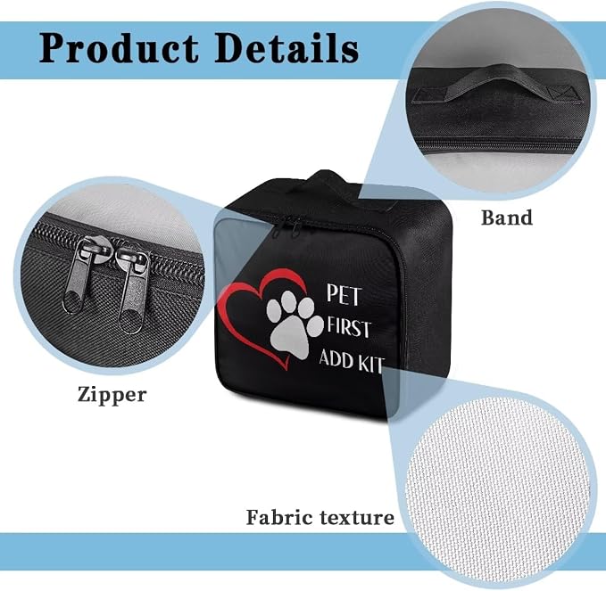 First Aid Kit Bag Pet Paw Hearts Print Empty Medic Bag for Pet Friendly Households and Outdoor Adventures Featuring Wear Resistant Material Breathable Construction Easy Access